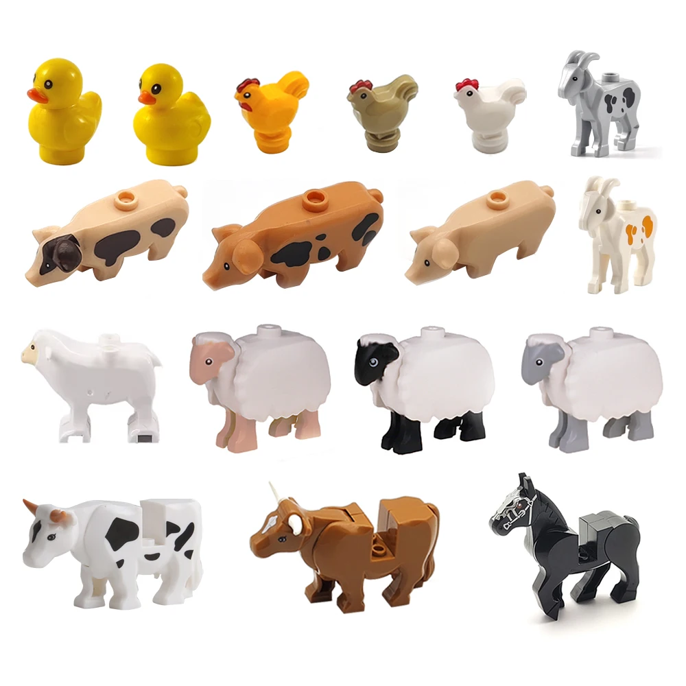 

Animal building blocks MOC ranch pig sheep cow DIY farm poultry chicken duck goose building blocks parts children's toys
