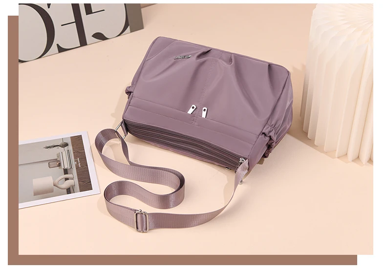 Damen-Umhängetasche aus wasserdichtem Nylon mit großem Fassungsvermögen und mehreren Taschen, Tragetasche mit abnehmbarem Riemen für Mütter, Einkaufen – Detail 1