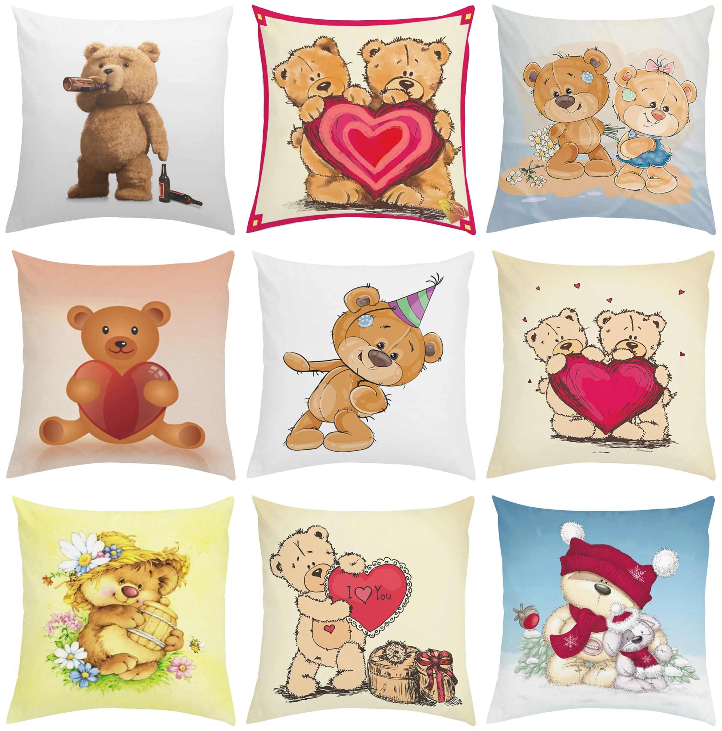 

40x40cm Cute Pillow Cover Teddy Bear Sofa Decoration Cushion Cover Bed Decoration Pillow Cover Wedding Customized Gift 50x50cm