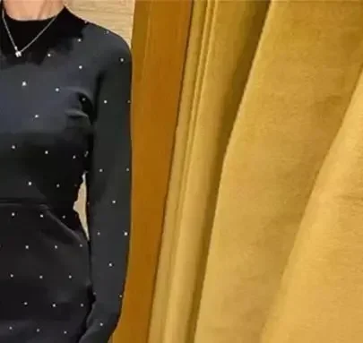 

Women black diamond studded dresses long sleeve backless sexy evening party dresses women