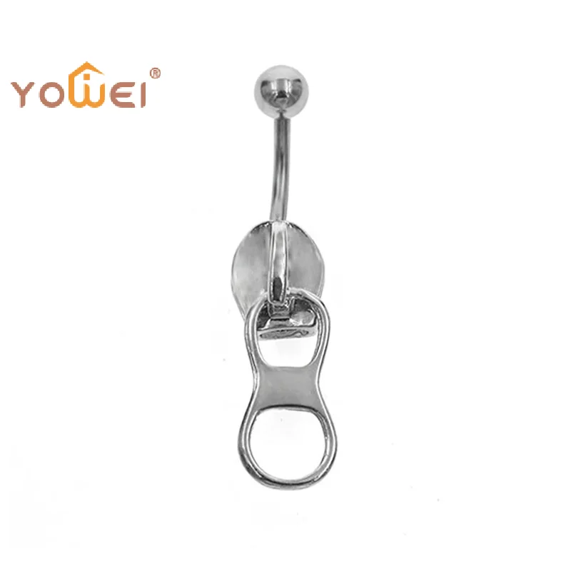 Latest Punk Belly Button Rings Stainless Steel Navel Nail Creative Zipper Navel Ring For Women Girls Body Piercing Jewelry Gifts