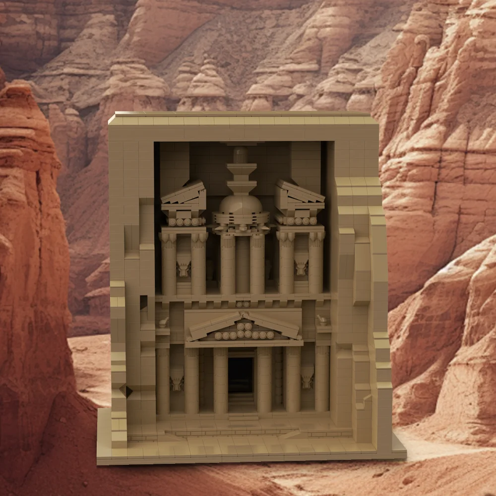 MOC Al Khazneh Architecture Building Blocks Model Petra Jordan and the Last Crusade The Treasury Bricks Toy Sets Kids Adult Gift