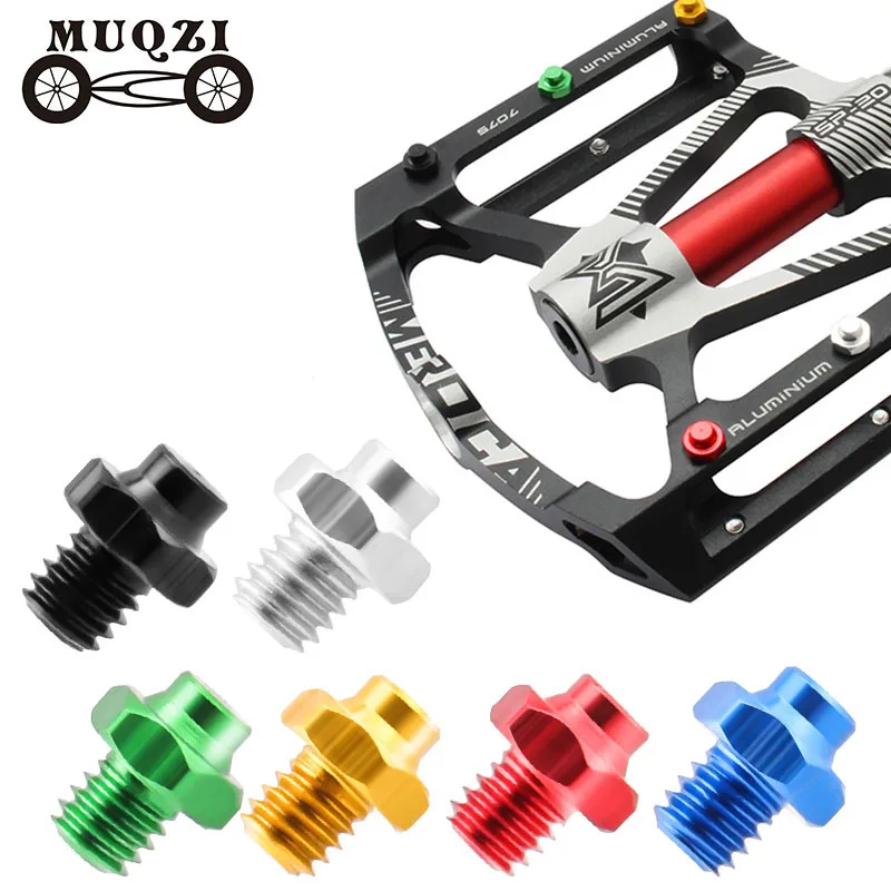 MUQZI 10pcs bulloni a pedale MTB viti a pedale M4 acciaio inossidabile lega di alluminio lega di titanio antiscivolo perno a pedale parti della bici