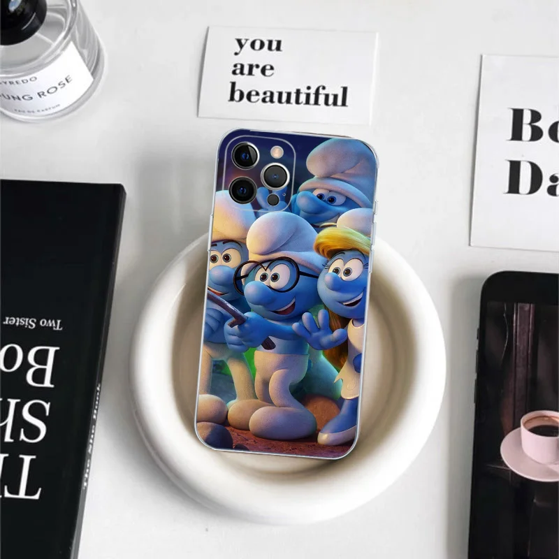 cartoon The S-Smurfs Anime Movie Phone Case For iPhone 15 14 11 12 13 Mini Pro XS Max Cover 6 7 8 Plus X XR SE 2020 Funda Shell