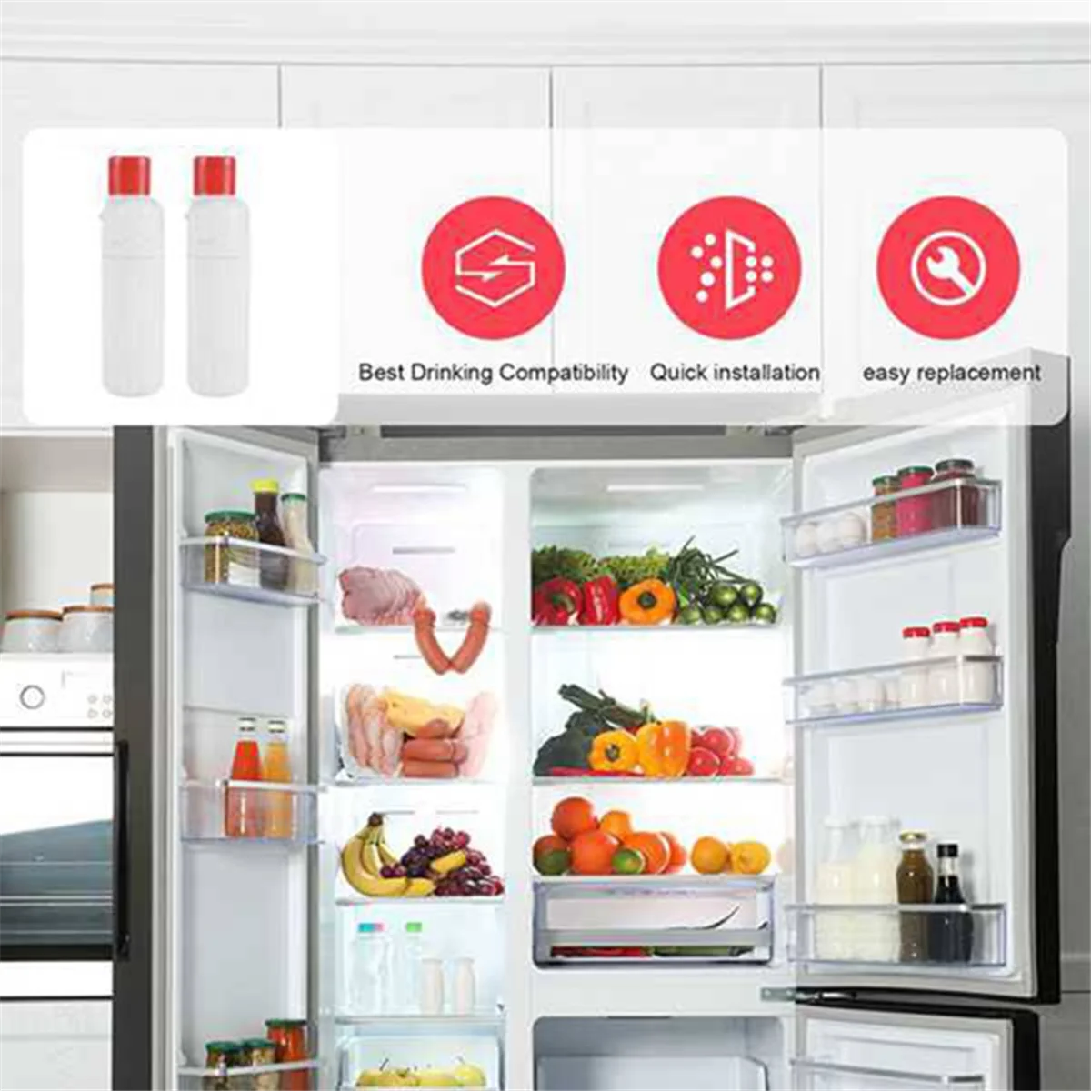 

2025+ 3pcs W10413645A EDR2RXD1 Ice Maker Refrigerator Water Filter Replacement for W10413645,W10238154,P6RFWB2,46-9082,46-9903