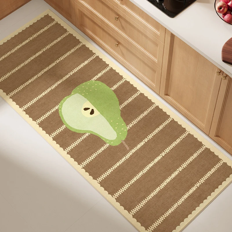 Rug for Kitchen Floor Mat PVC Waterproof Oil-proof Non-slip Leather Long Foot Mats Cartoon Fruit Carpet Home Decoration Alfombra
