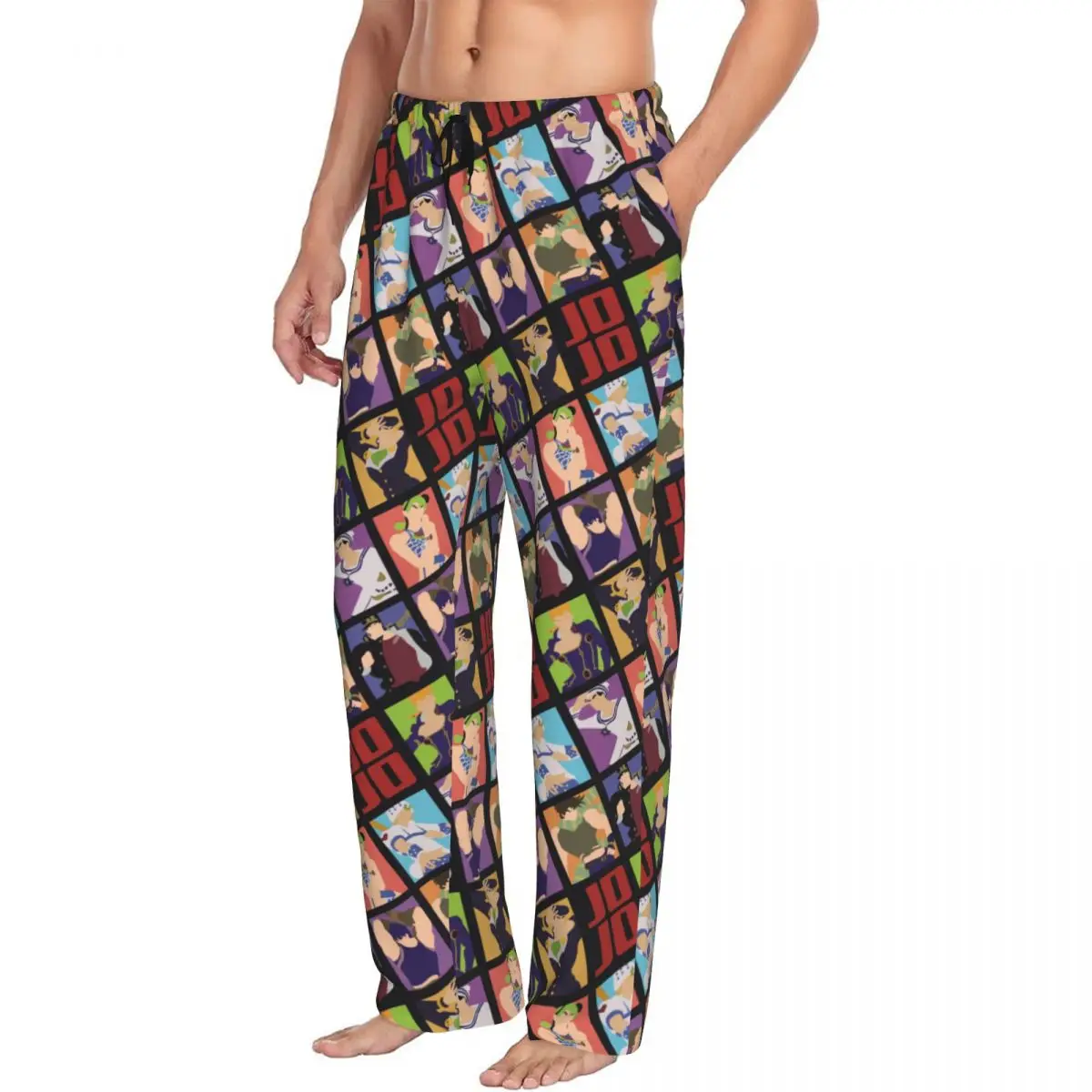 Pantaloni da pigiama anime JoJoes stampati personalizzati Pantaloni da notte da uomo con tasche