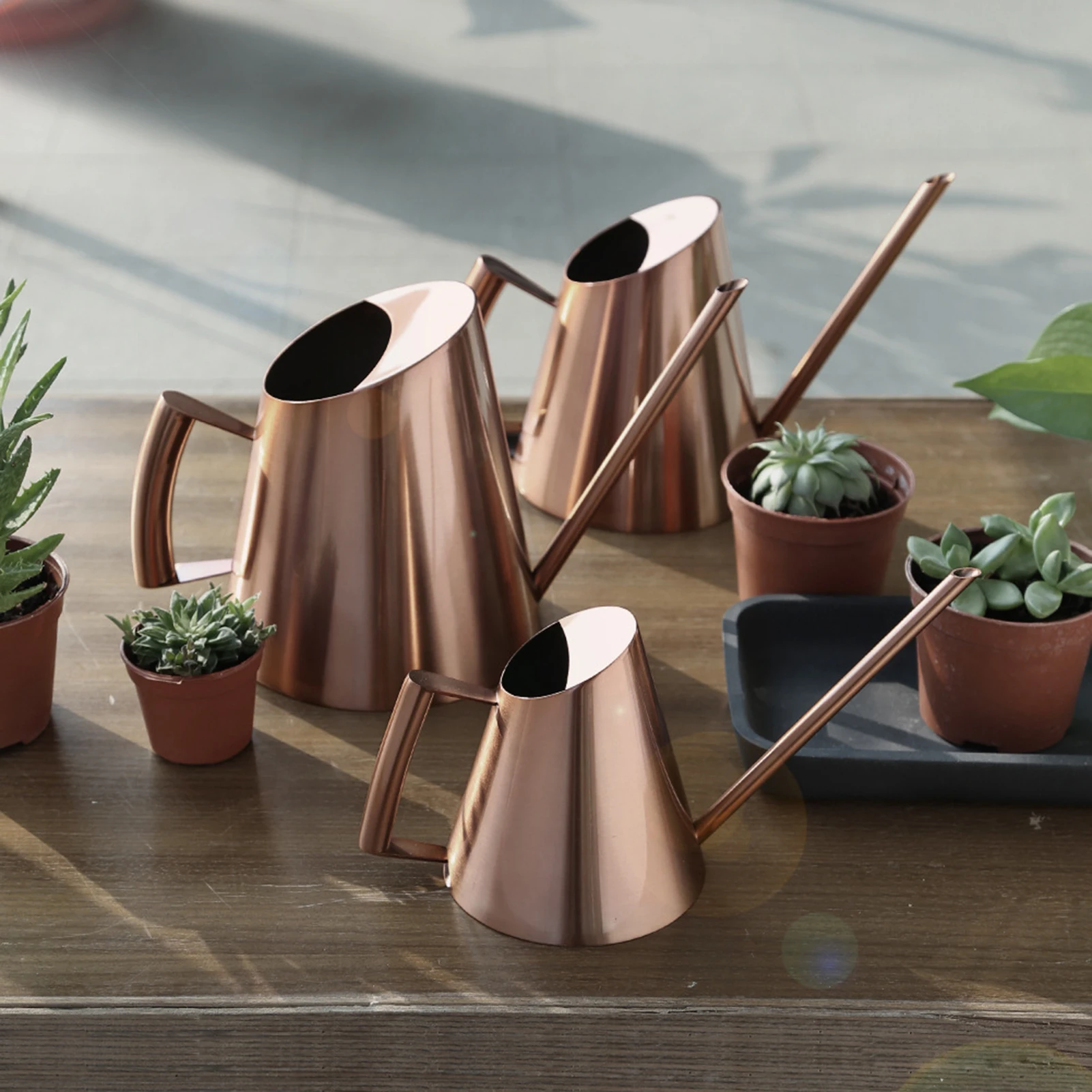 Household Stainless Steel Watering Can Pot Garden Green Plant Flower Watering Kettle Bronze