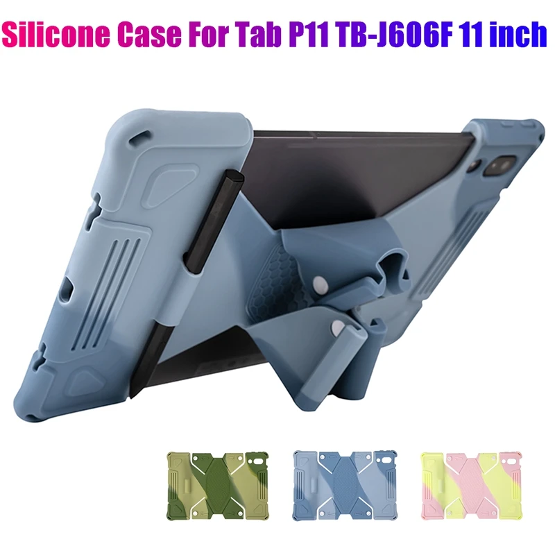 Étui pour tablette pour Lenovo Tab P11 Étui anti-chute pour tablette TB-J606F de 11 pouces avec support pour tablette et fente pour stylo