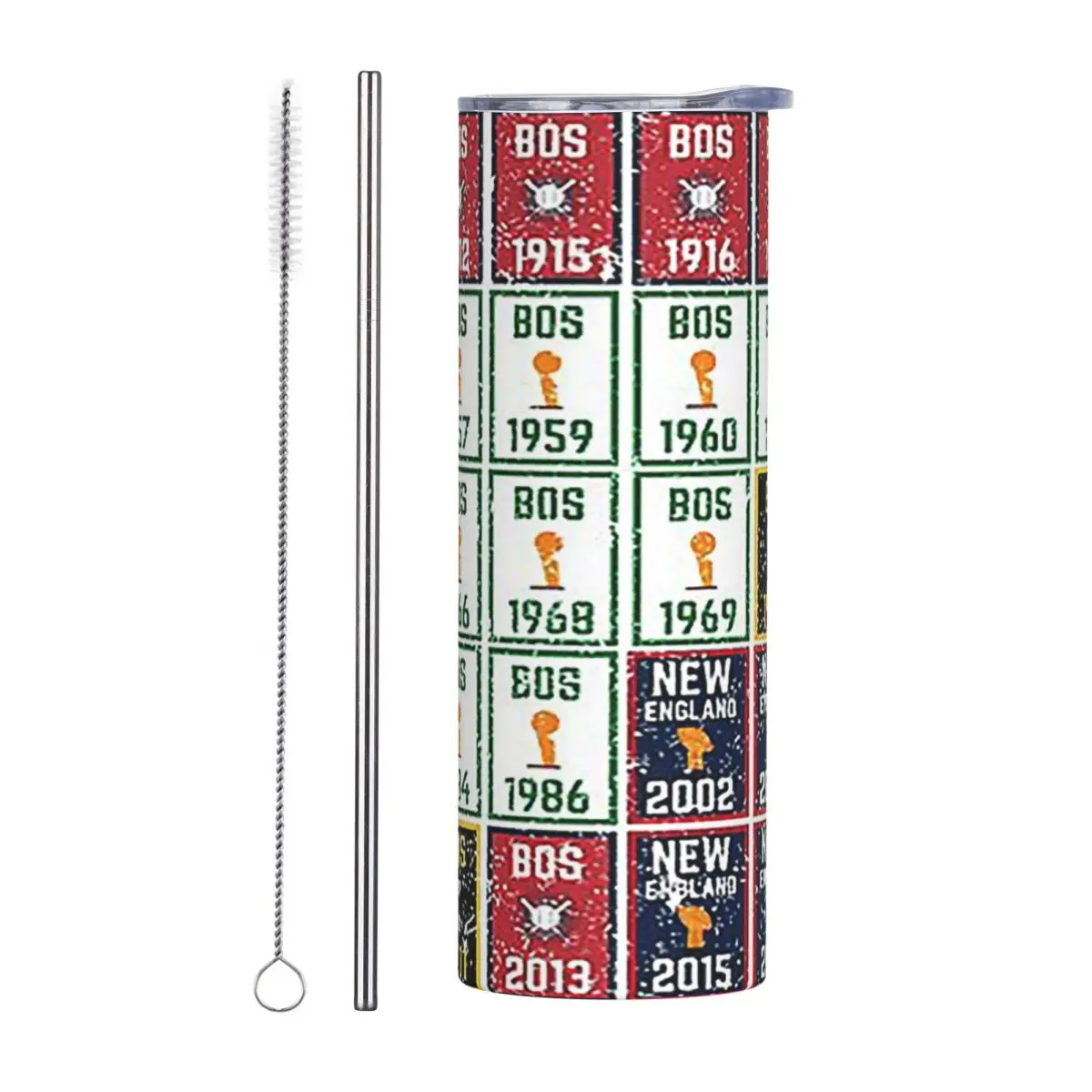 New England Boston Sports Championship Banner Titl Stainless Steel Tumbler Insulated Mugs Thermal Cold Cups Straw With Lid 20oz