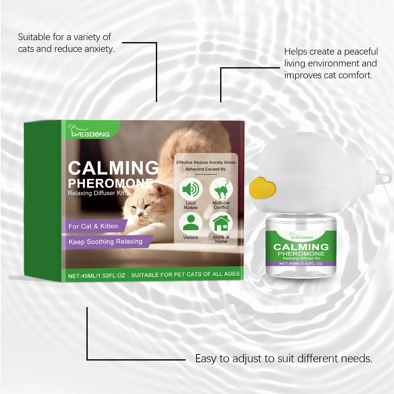 45ML Cat Mood Care Set Helps Reduce Stress & Noise-induced Anxiety Relief Discomfort Soothing Daily Cat Calming Care Set