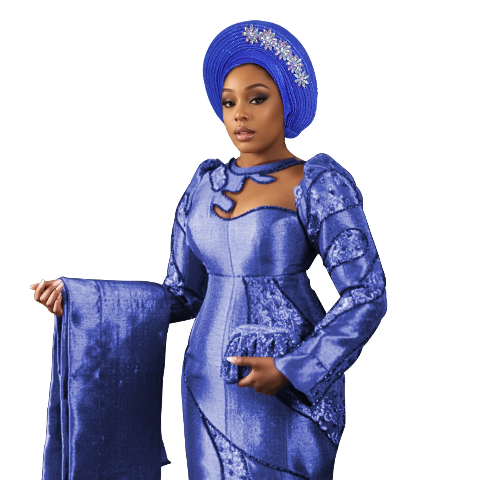 

Женская шапка-тюрбан в африканском стиле Auto Gele, головной убор Aso Oke Nigeria, свадебная повязка на голову с бриллиантами, хиджаб, капот, головной убор
