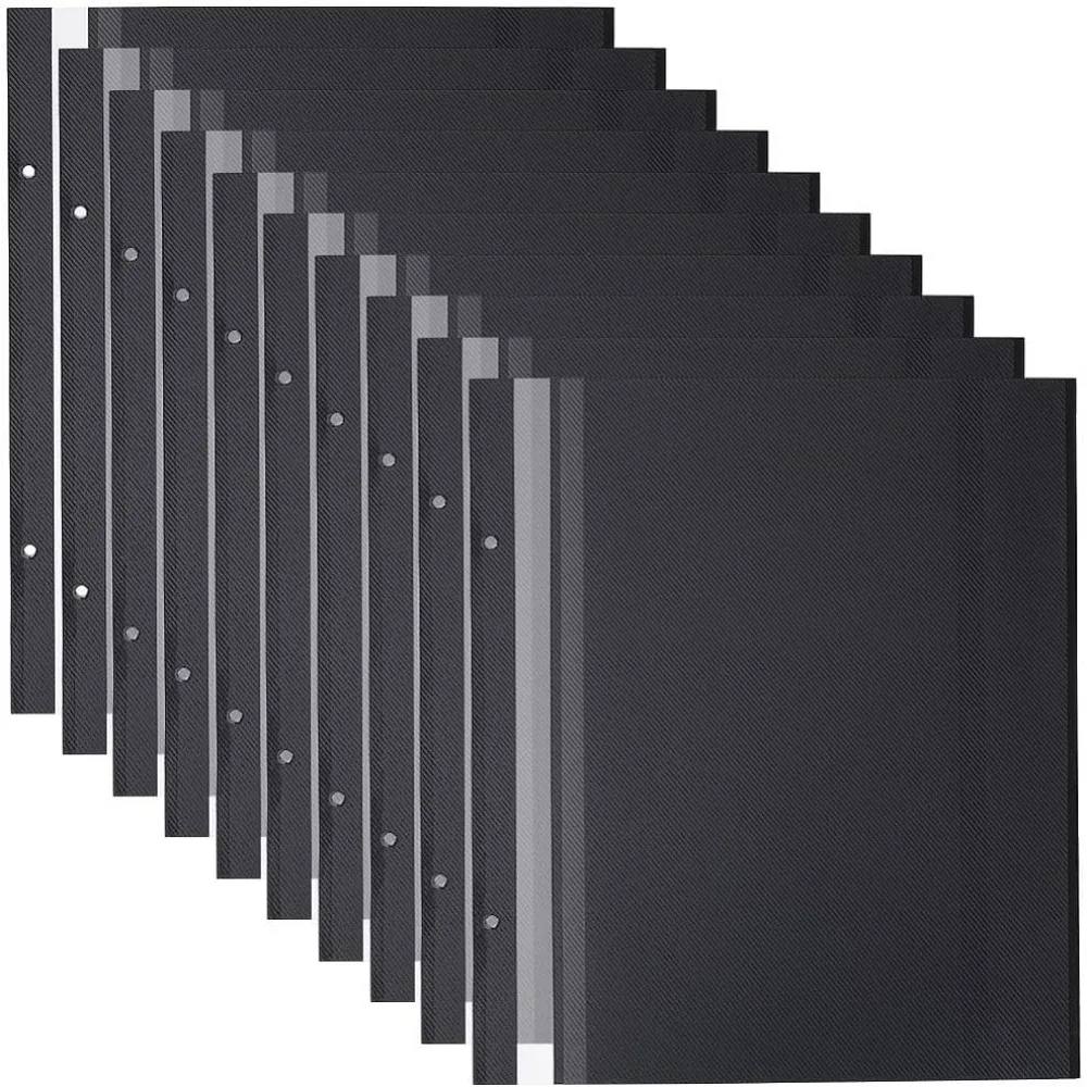 PVC Adhesive Refills Inner Pages for 2 Ring Binder Photo Albums with Lamination Rectangle Black 268x315x0.5mm Hole: 6mm