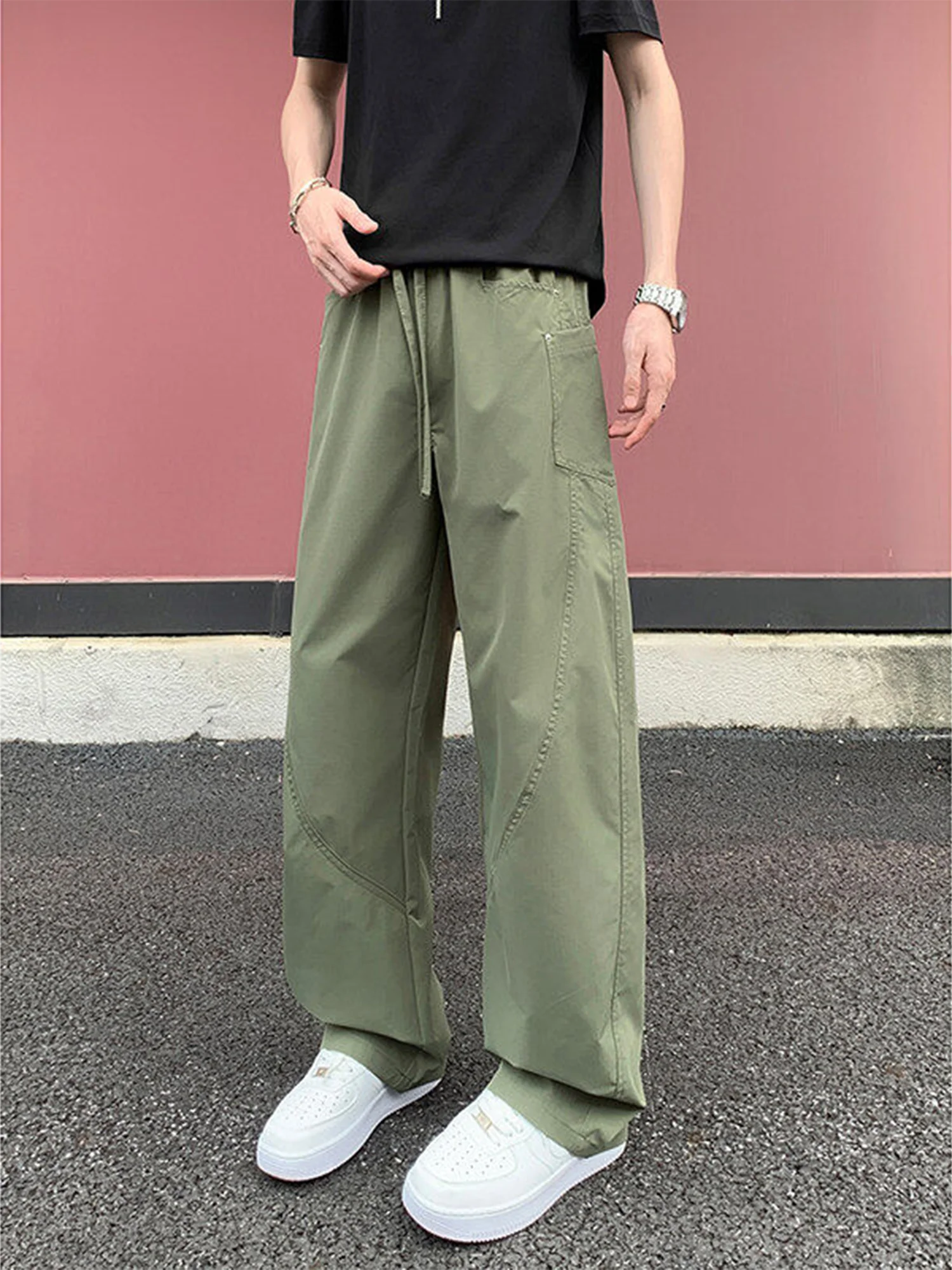 

Military een Workwear Pants Men Summer Thin Loose Straight Leg Wide Leg Pants American High Street Pants Blade Pants Trendy