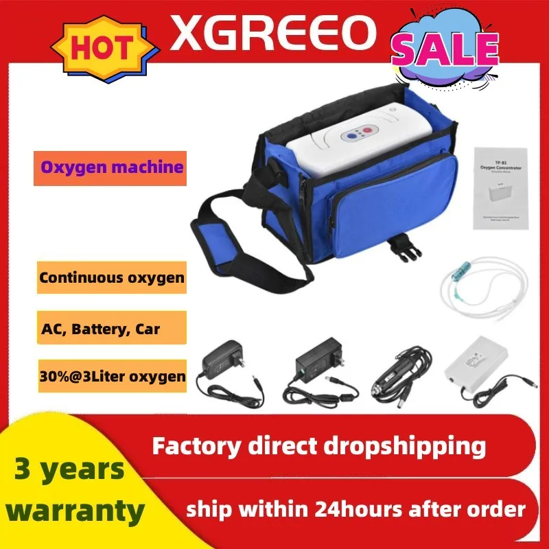 XGREEO Two Batteries Genuine Portable Oxygen Concentrator Generator Home Use Oxygen Bar O2 Making Machine Respirator