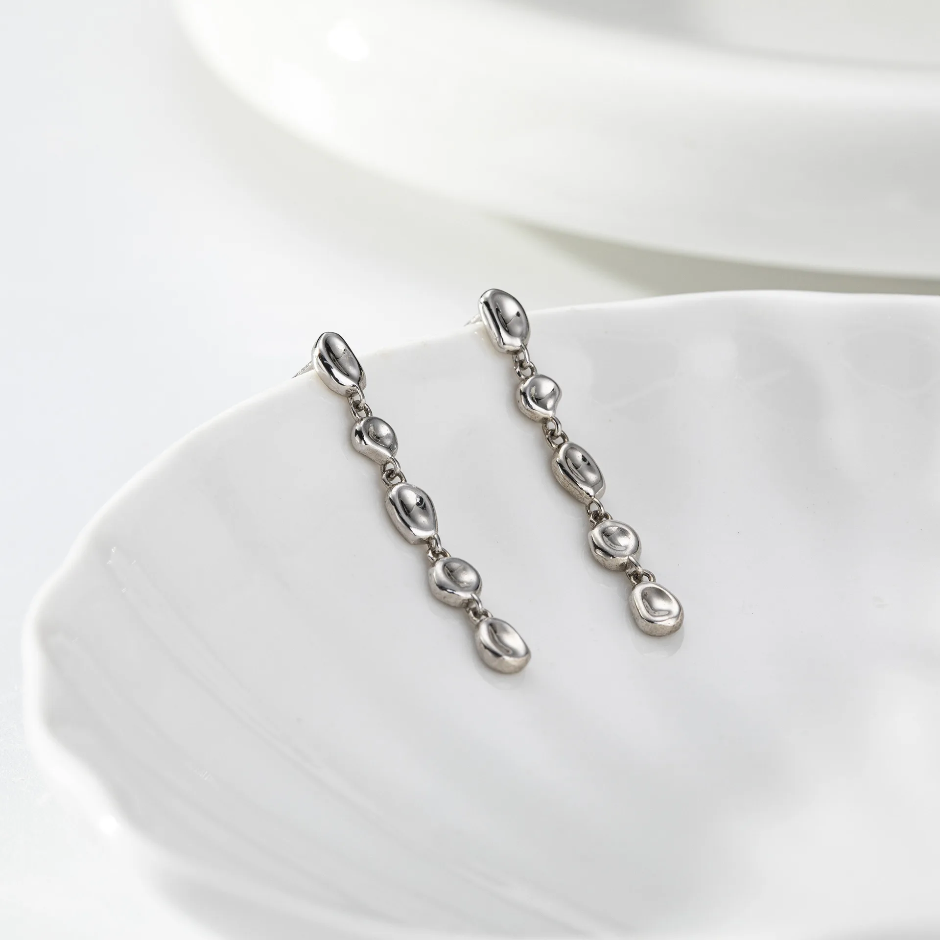 

S925 Silver Tassel Bean Beads Drop Earrings for Women Bohemian Real Sterling Silver 18k Gold Plated Fashion Party Jewelry