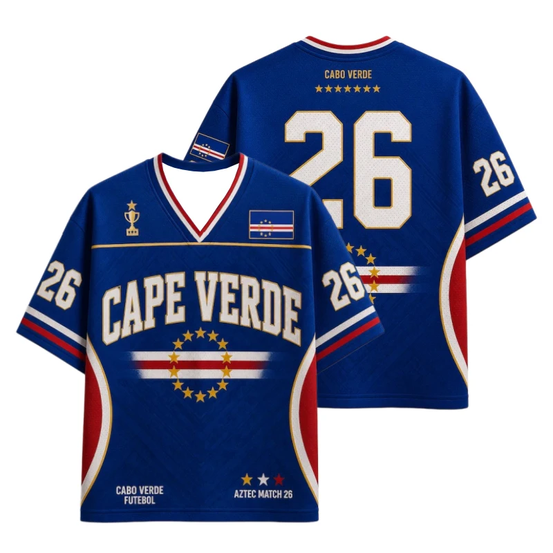 Unisex Loose Polyester Short Sleeve Top Cape Verde Flag Graphic Retro V Neck Lightweight Breathable Summer Street Fashion Tee