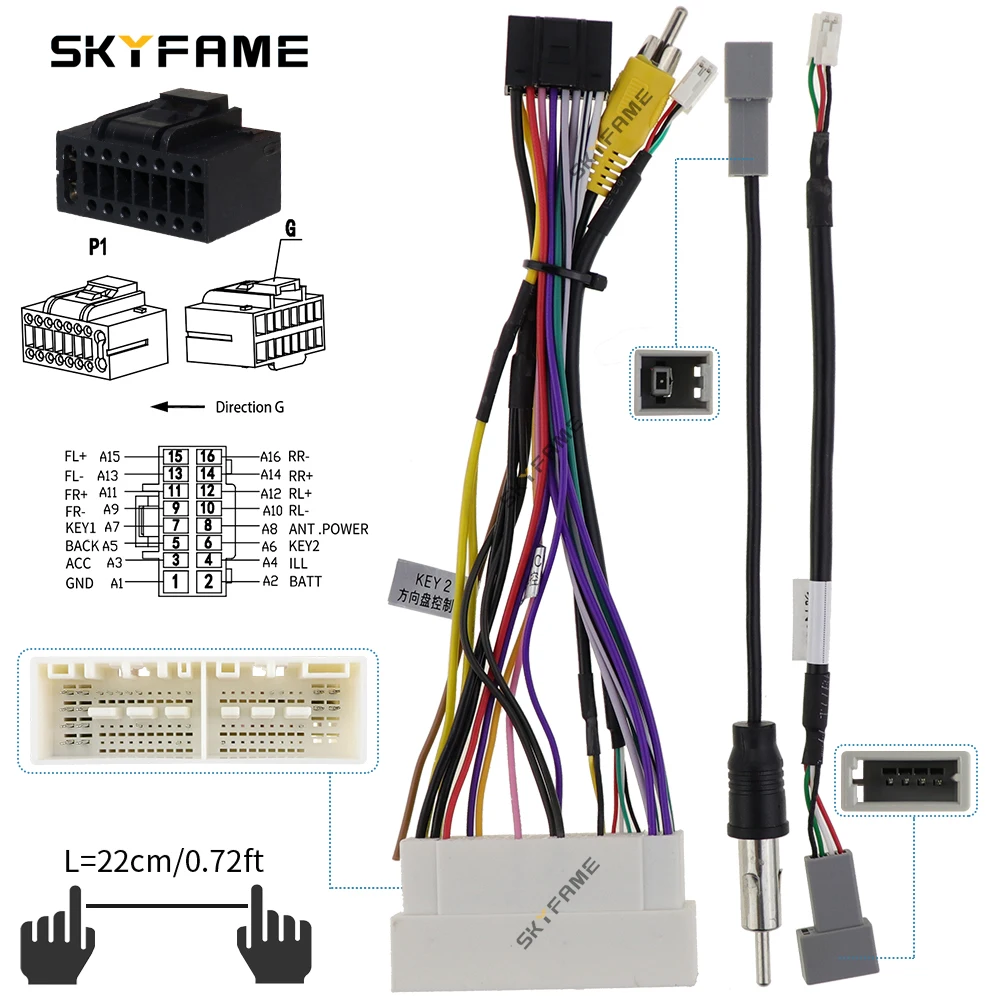 SKYFAME 16pin Xe Dây Adapter Dành Cho Xe Kia K3 Pegas KX5 Sportage Hyundai Elantra Android Đài Cáp Nguồn