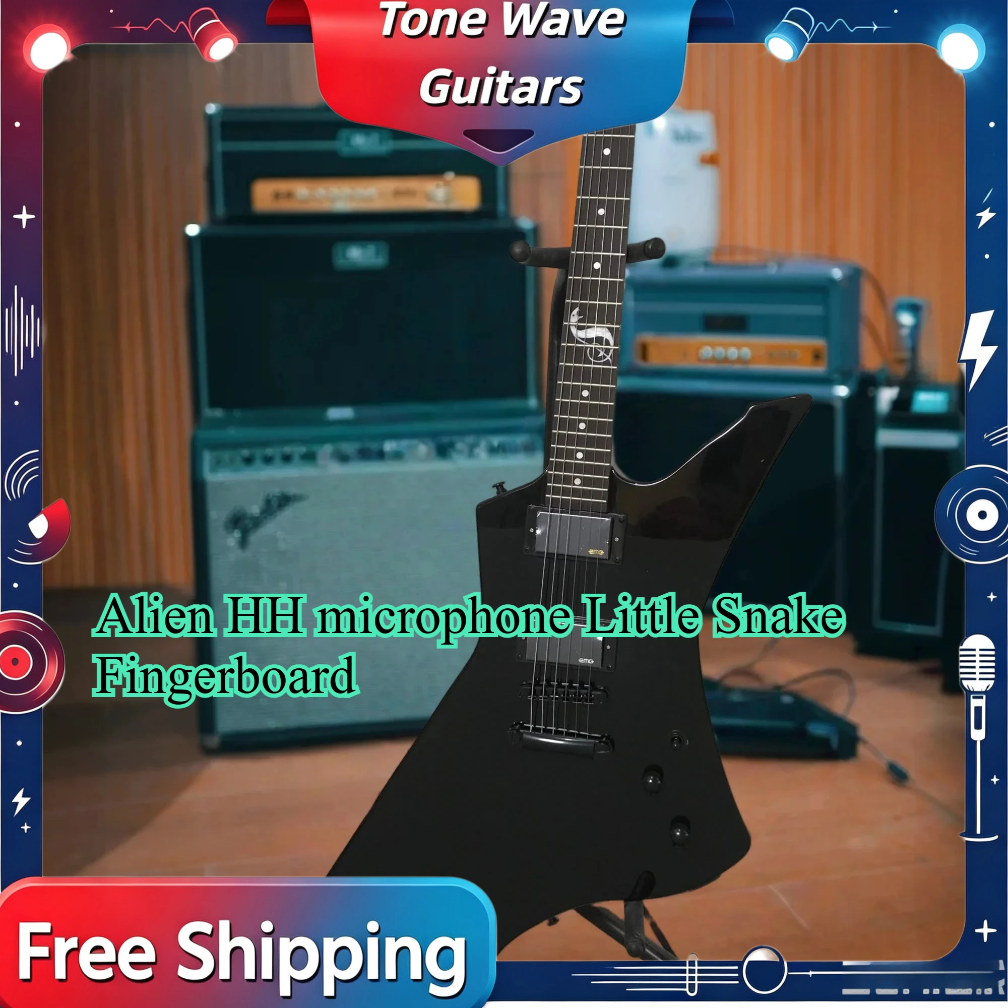 2026 NEW Snake Inlay Position Marker Black Alien Electric Guitar Rosewood Fingerboard Mahogany Stage-Ready Rock Machine Beginner
