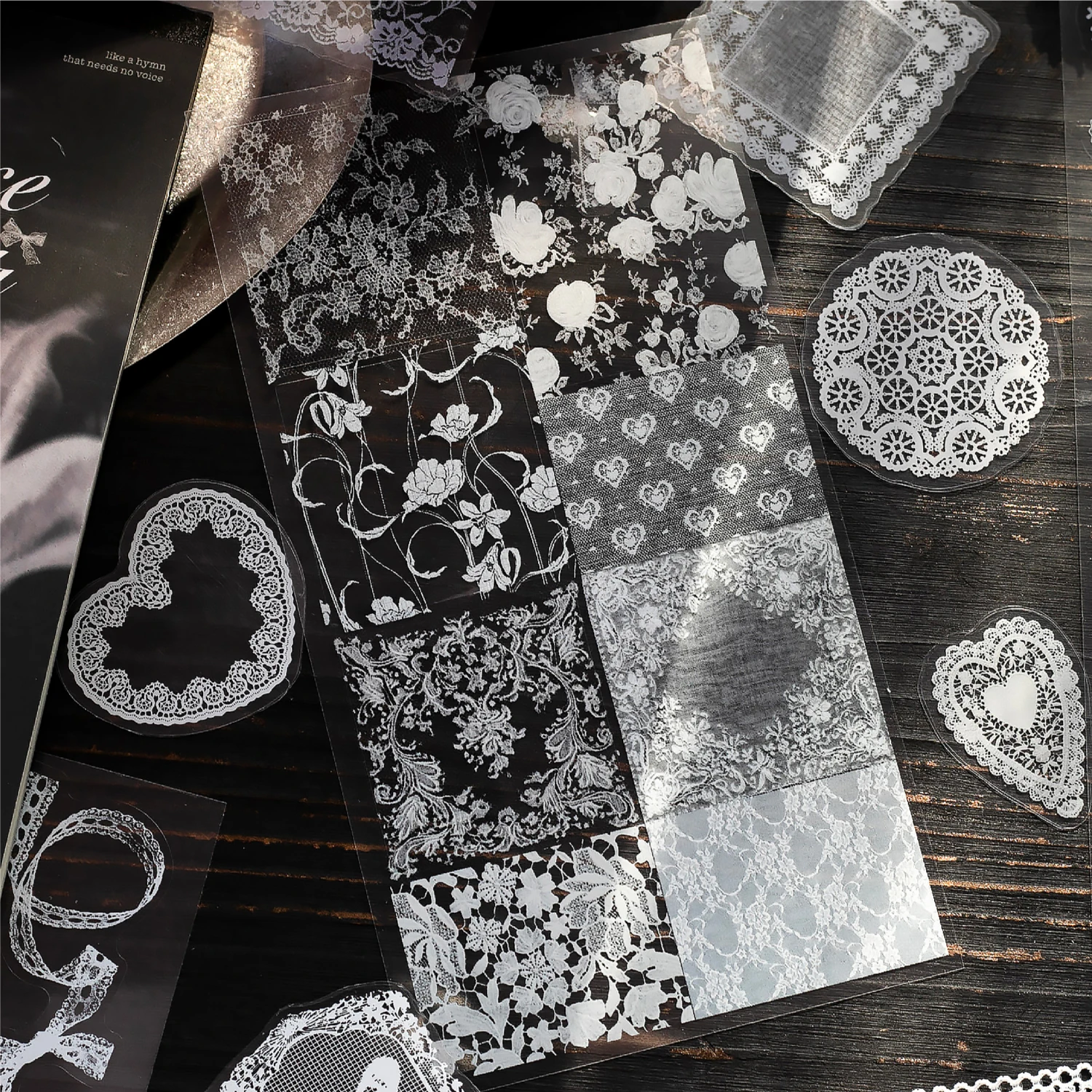 

30sheets lace night song series creative lace border collection PET die-cutting sticker book DIY diary scrapbooking supplies