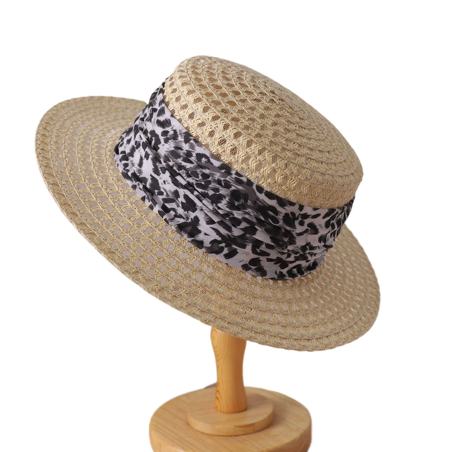 Women's Open Weave Straw Sun Hat Colorful Ribbon Wide Brim UV Protection Beach Vacation Cap