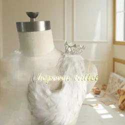 Hand Made Swan Lake Ballet White Feather Headwear With Crown Solo Dance,Prince White Bird Crown Ornament Retail Wholesale