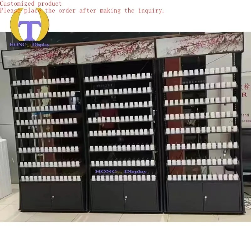 

Custom.The Hotel Gas Station Used High-Grade 8 Shelves Swing Door Cabinet Convenient Cigarette Display Case for Sales
