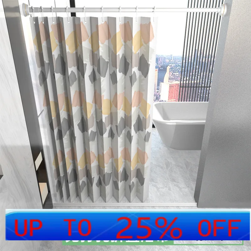 

LH high temperature setting invisible shower curtain folding non-punching set wet and dry separation partition curtain