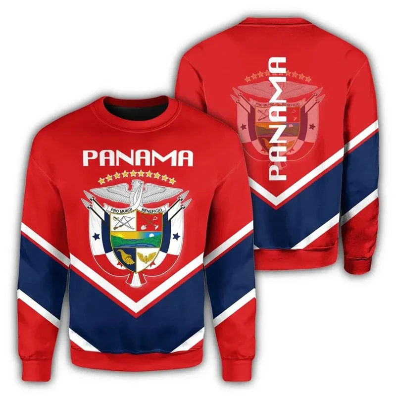 بنما العلم شعار نمط رجل بلوزات الخريف تصميم جديد عادية كم طويل الرجال النساء البلوز Crewneck رياضة القمم رياضية