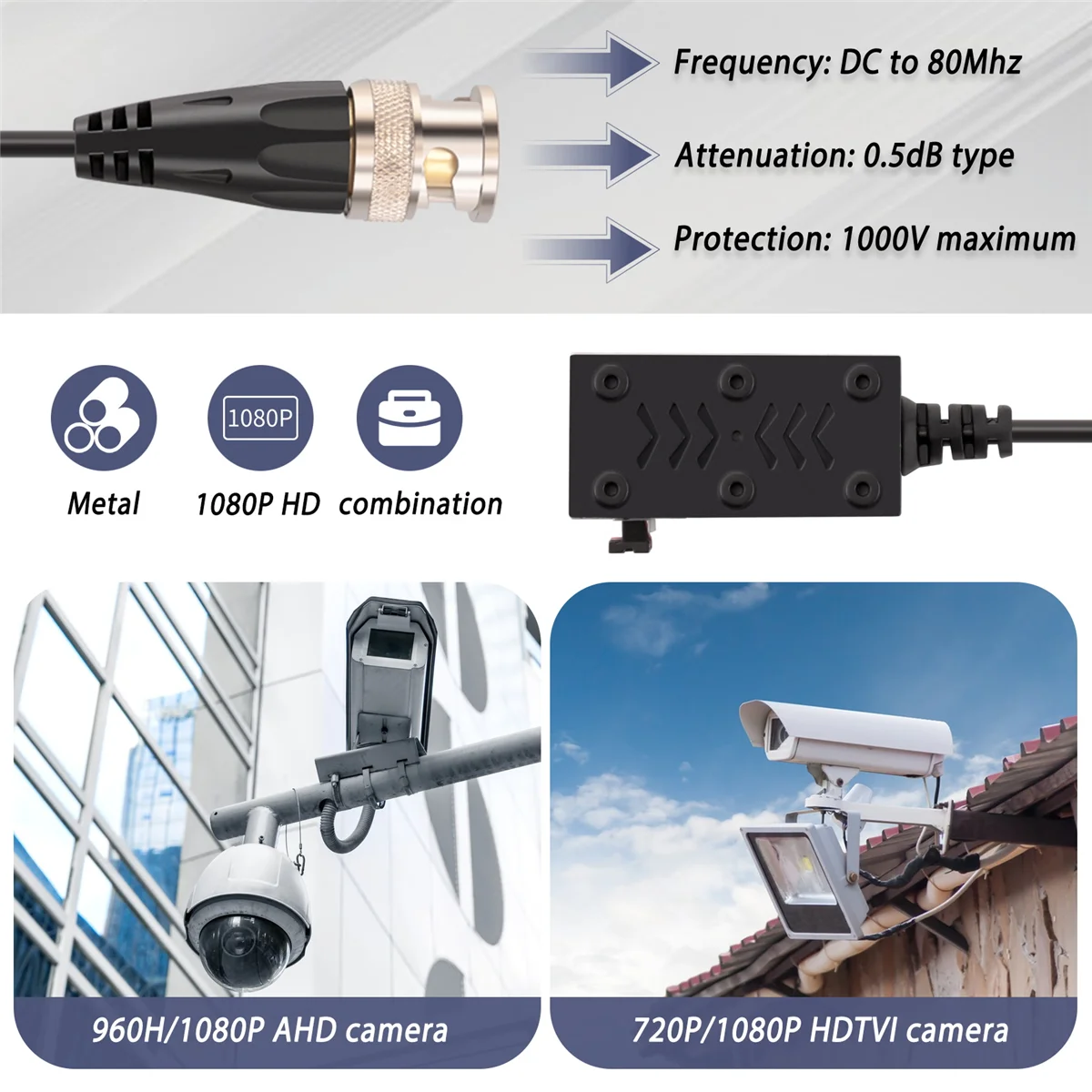 Transmissor balun de vídeo HD passivo 1080P AHD/HD-CVI/TVI/CVBS 4 pares (UTP até 350M-600M)