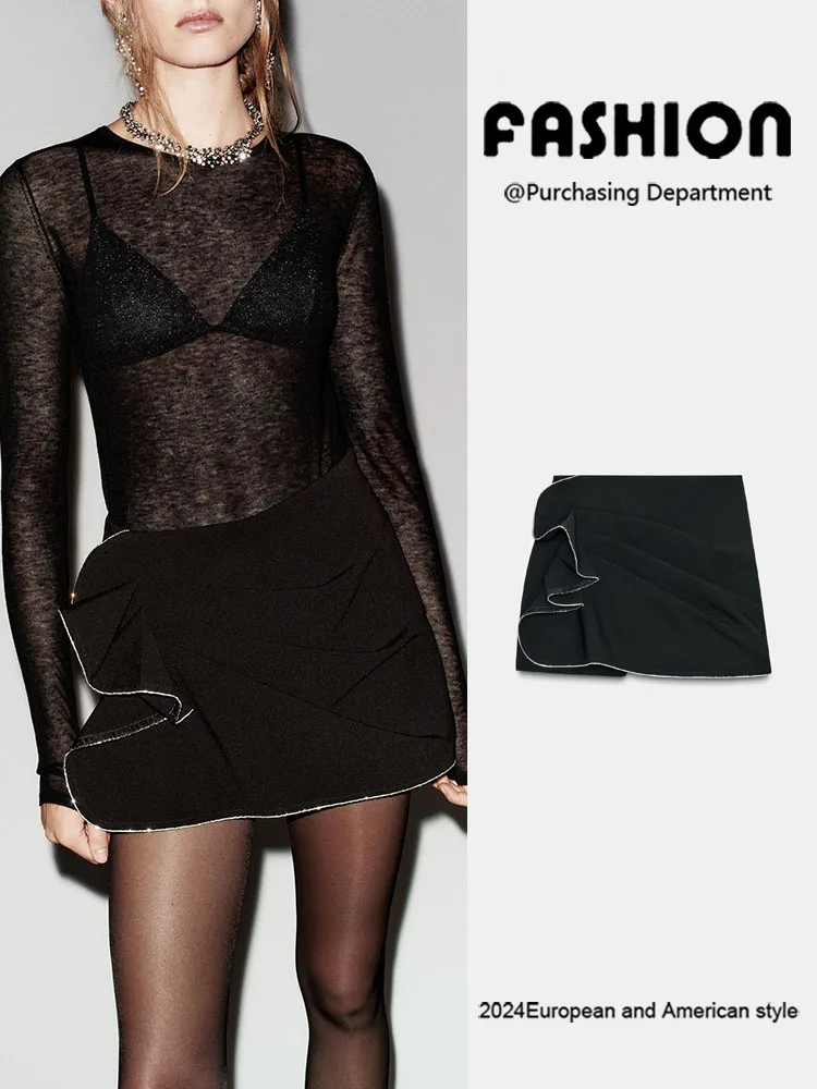 

Зима 20%, новые женские модные драпированные брюки с высокой талией, универсальные брюки, юбка, брюки Ele Quali, женская одежда