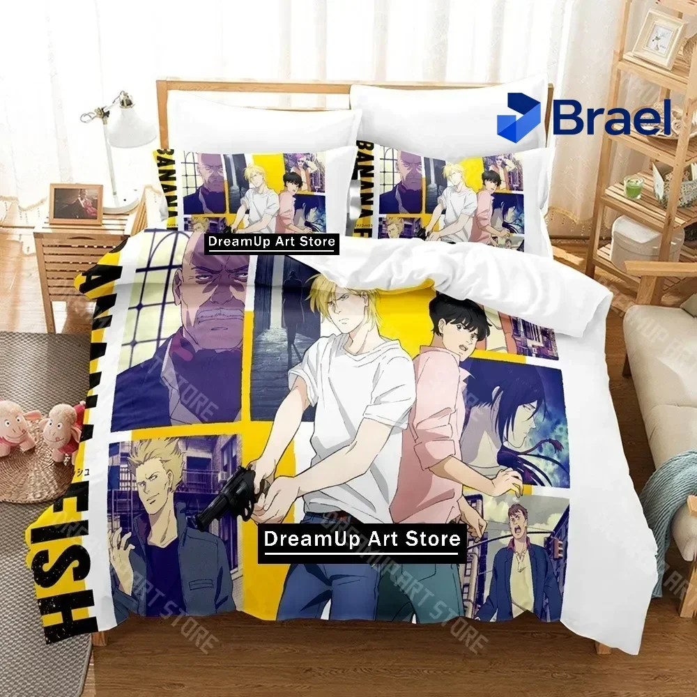Exquisite 3D Print Banana Fish Bedding Set Single Twin Full Queen King Size Bed Set Adult Kid Bedroom Duvetcover Sets