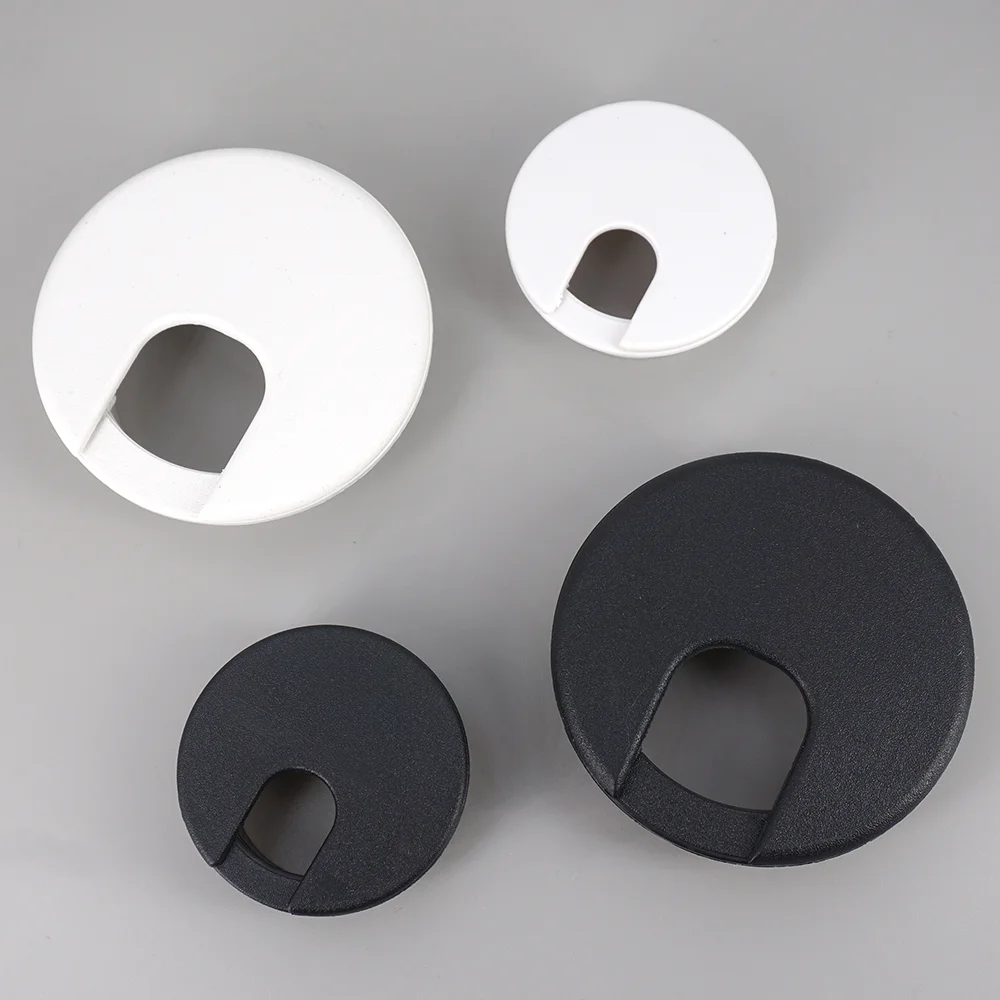 35mm/50mm Plastic Wire Hole Cover Outlet Port Table Computer PC Desk Round Cable Grommet Line Holder White Black