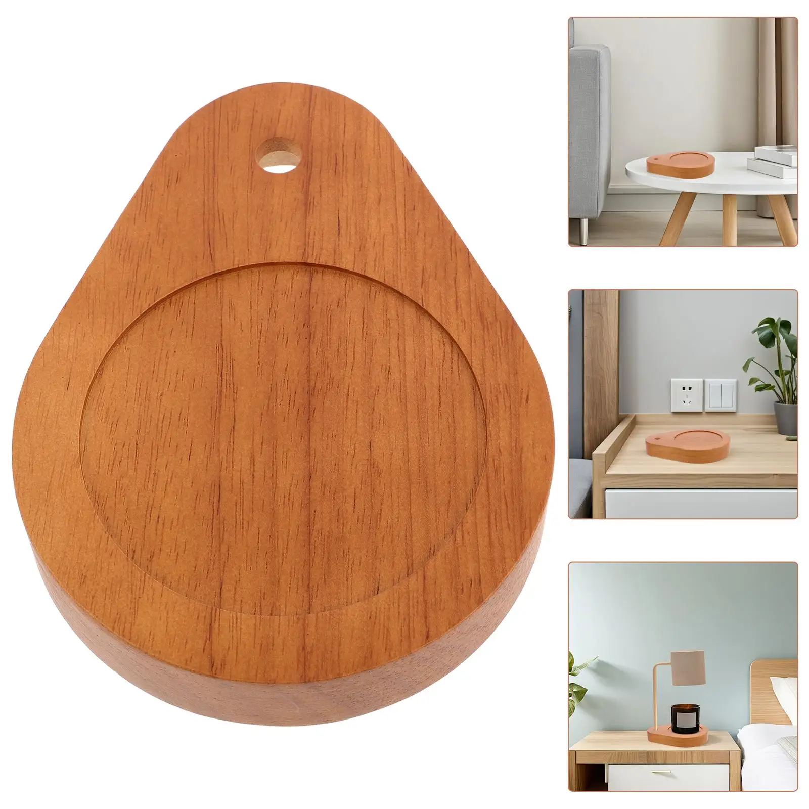 Solid Wood Desk Lamp Base Wooden Bases Monitor Table Light Drop-shaped Small Night