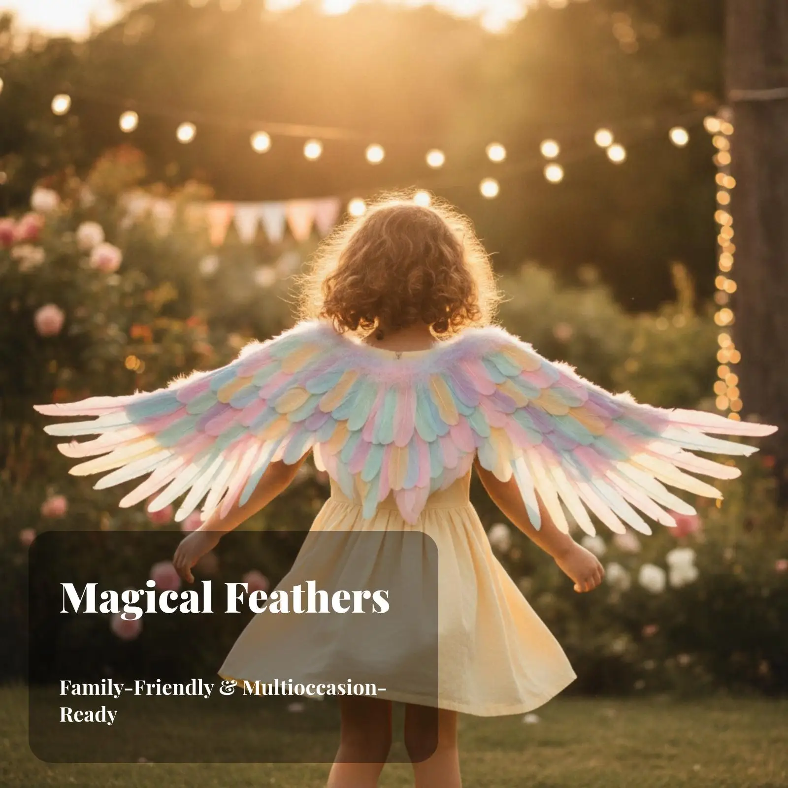 Child Feather Wing Backpack for Halloween Costume Dance Recital Fairy Tale Themed Event