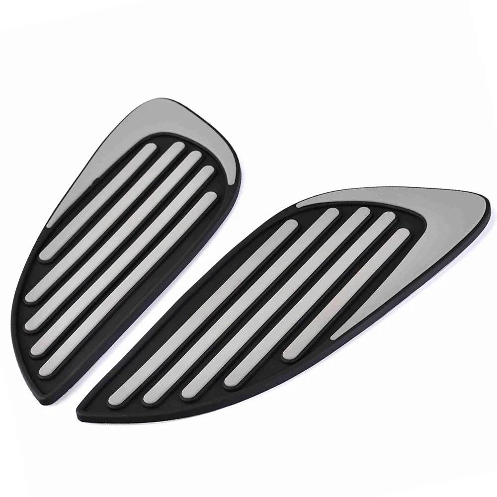 Motorcycle Anti Slip Tank Pad Sticker Gas Knee Grip Traction Side Decal for YAMAHA XSR155 XSR700 XSR900(Silver