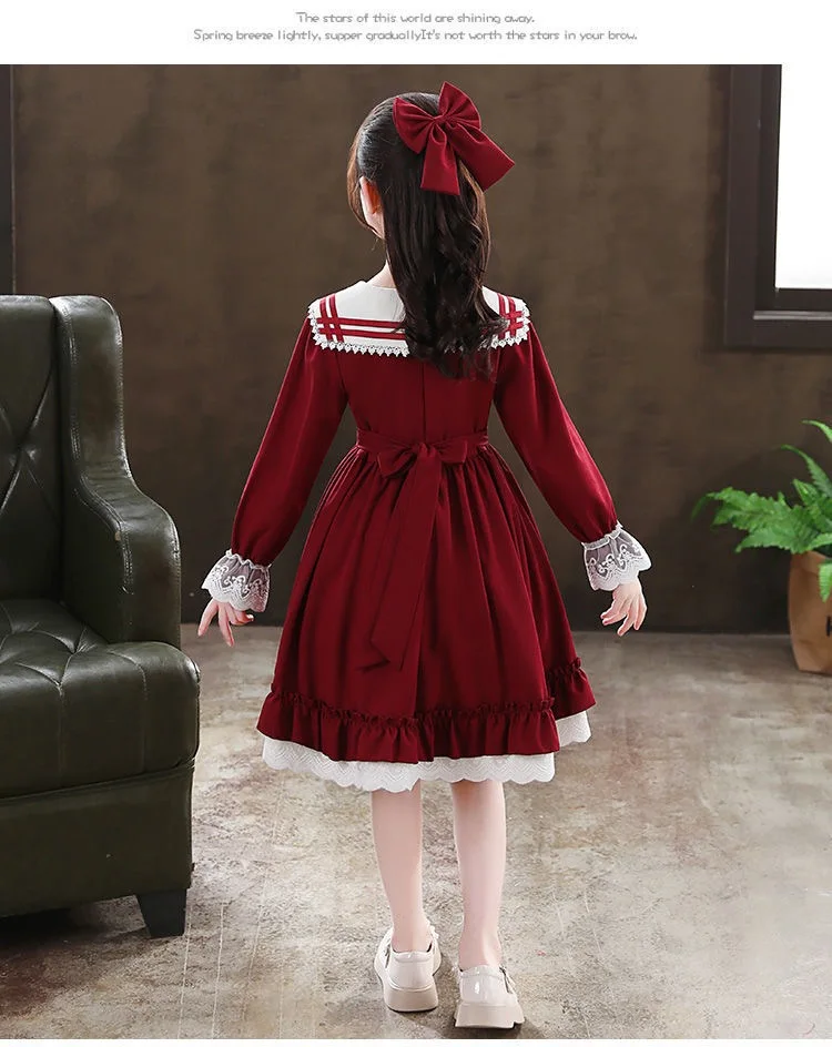 Summer Lolita Child Costume Clothes Girls Casual Midi Dress Children Dresses For Teens Party Princess Sundress 12 13 15 Year Old