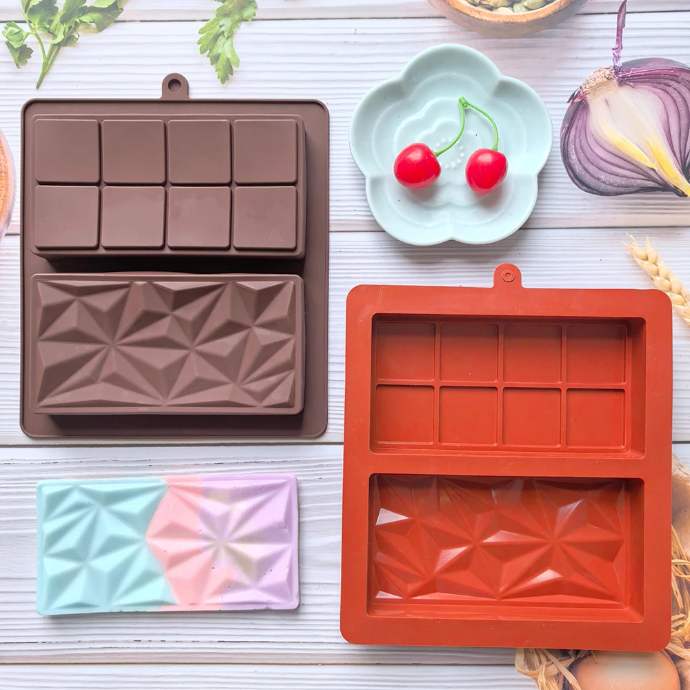 1pc 2 pieces rectangular chocolate bar silicone mold Dubai pistachio chocolate bar thick mold for filling bar, large candy