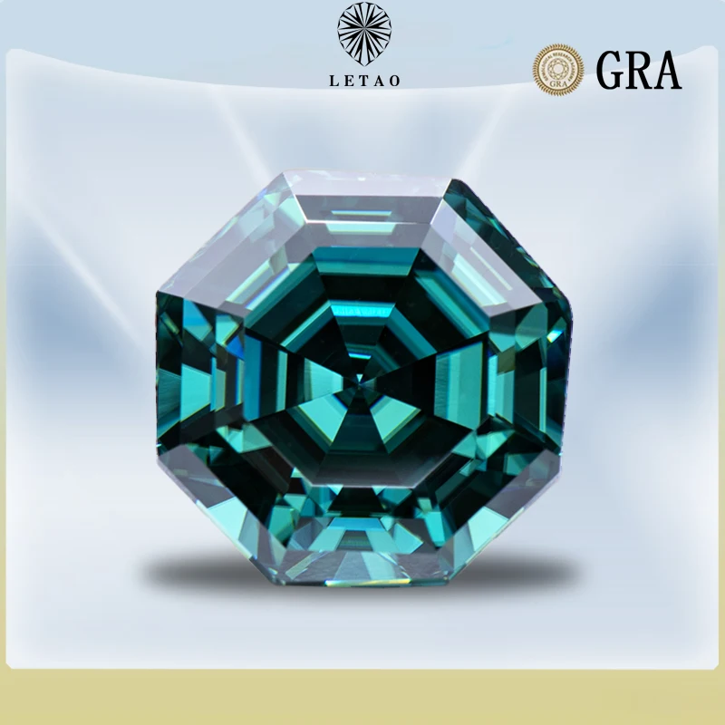 Moissanite Stone Octagon Primary Colours Emerald Green Lab Grown Gemstones Diamond for DIY Ring Necklace Earrings Main Materials