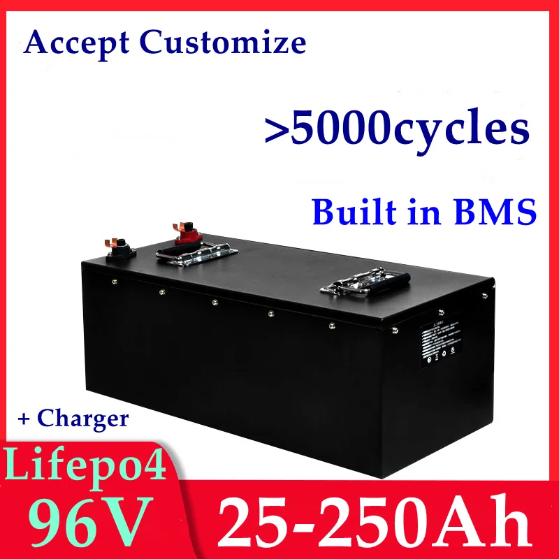 

96V 25Ah 50Ah 70Ah 100Ah 120Ah 150Ah 200Ah 250Ah Lifepo4 Battery with BMS 32S for Electric Cars Motorcycles Tour Bus Van AGV