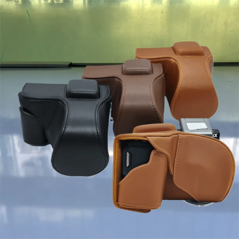 Full Body Cover PU Leather Camera Case Bag for Sony NEX5N NEX-5N NEX5C NEX-5C NEX5R NEX-5R NEX5T NEX-5T 18-55mm Lens With Strap