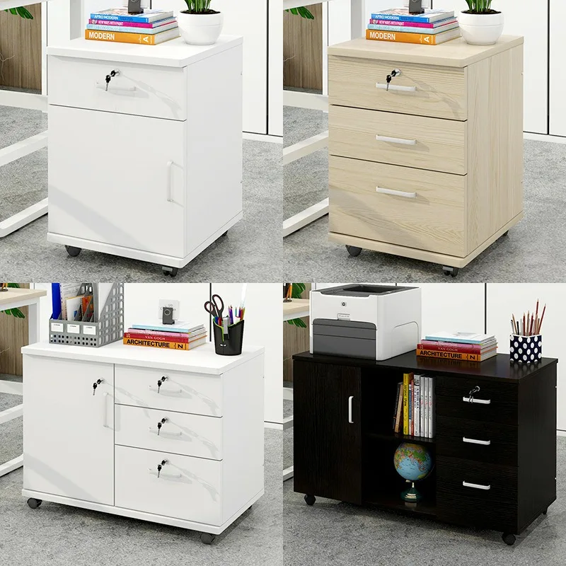 Office filing cabinets, wooden lockers with locks