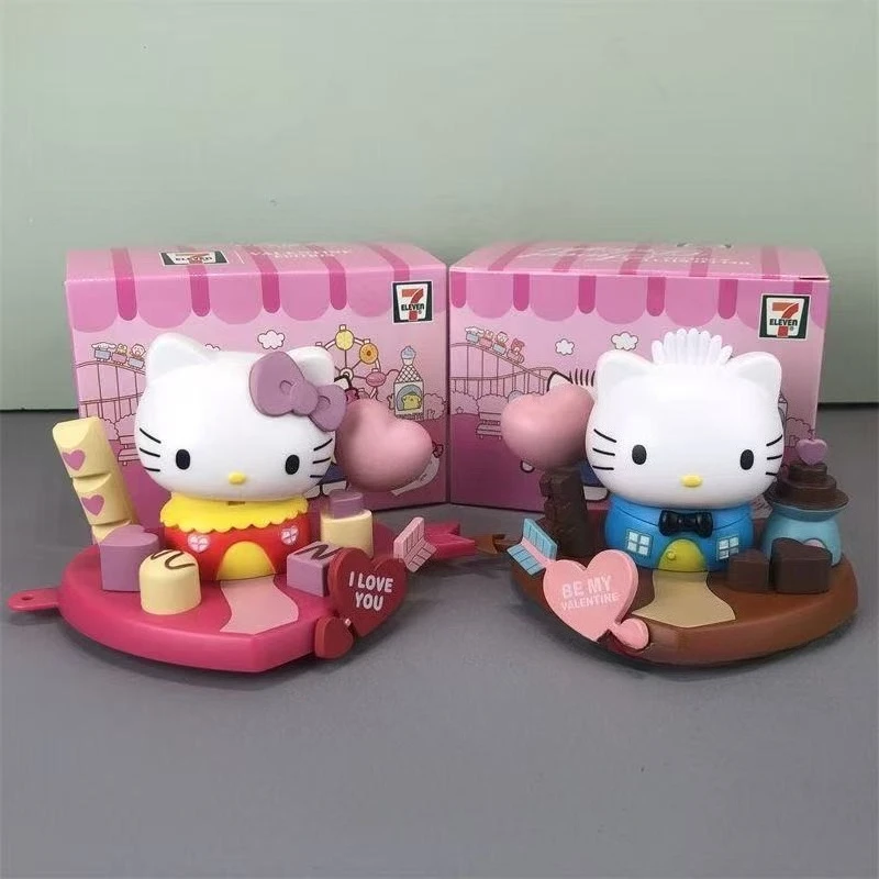 

7cm Trendy Couple Edition Love HelloKitty Anime Figure Desktop Model Ornaments Car Decoration Children Birthday Gift Toy