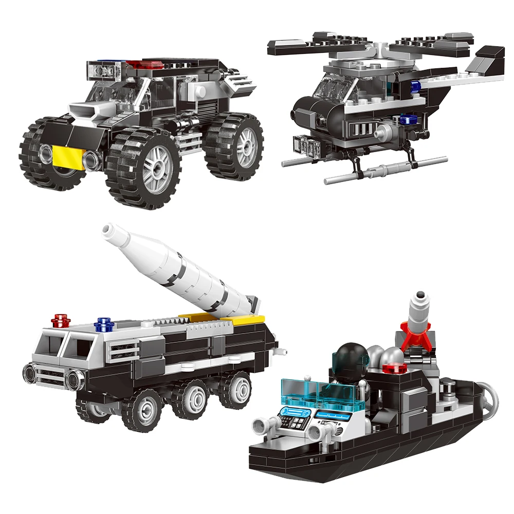 8w1 garnitur 886 sztuk SWAT Pioneer Series klocki budowlane zabawki profesjonalna zabawa Model samochodu samodzielnie montuj zestaw klocków na prezenty dla dzieci