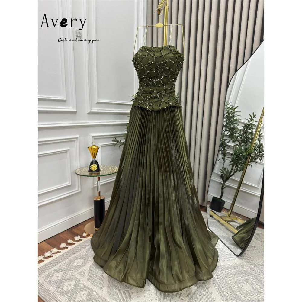 

Avery Custom A-line Embroidery Green Sleeveless Elegant Women's Dresses for Wedding Party Long Elegant Woman Party Dress Evening