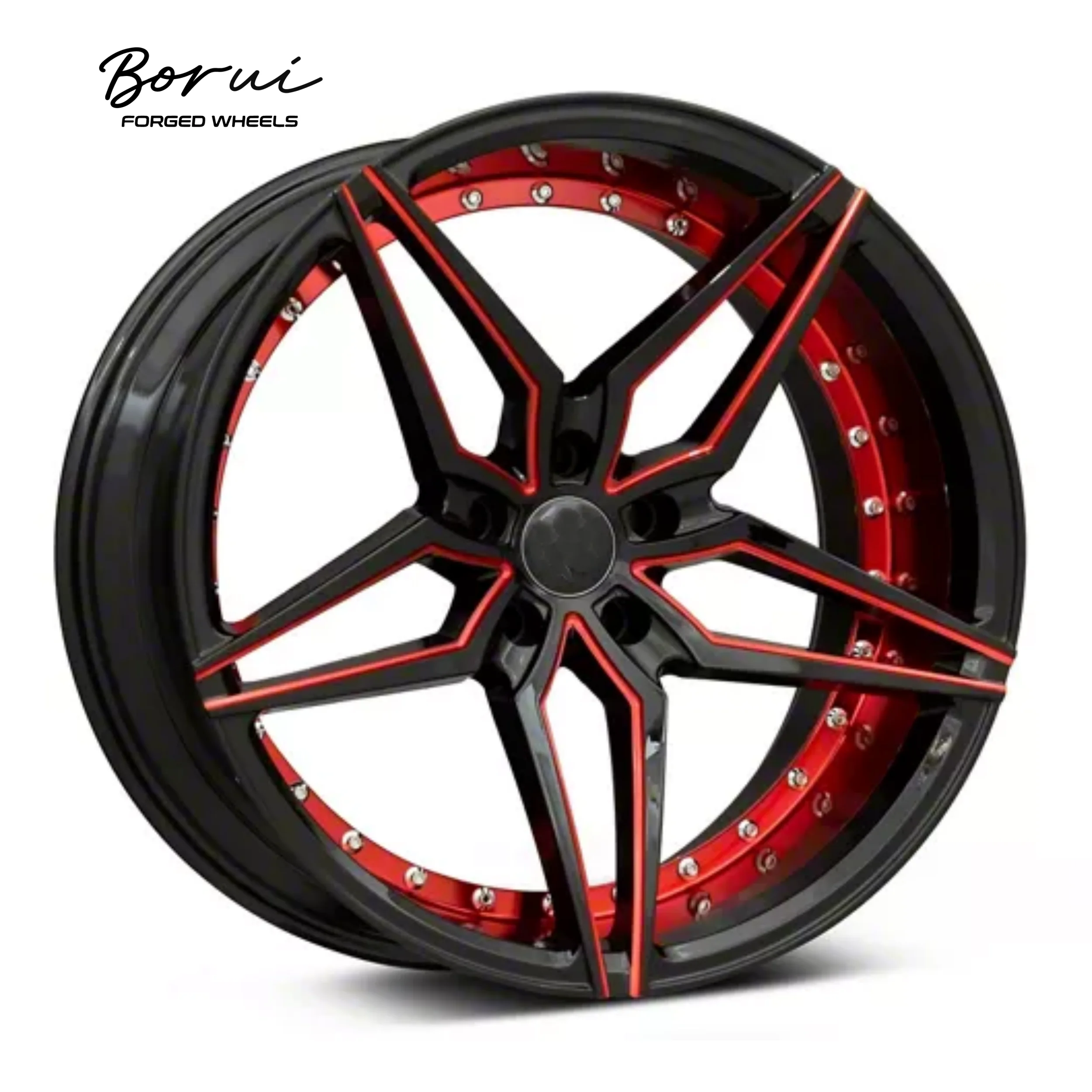 Borui Forged Wheel Brand Custom T6061Alloy 5x120 18-22 Inch New Forged Concave Design 112mm Wheel Bolt Black Passenger Car Wheel