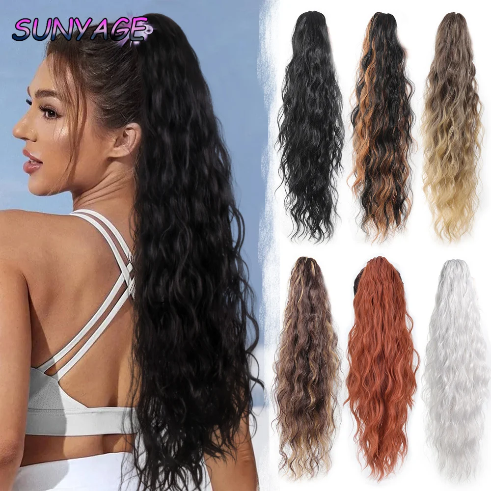 Ponytail Extension 26 Inch Synthetic Claw Ponytail Hair Extensions for Women Long Curly Wavy Ponytail Multi-color option for dai