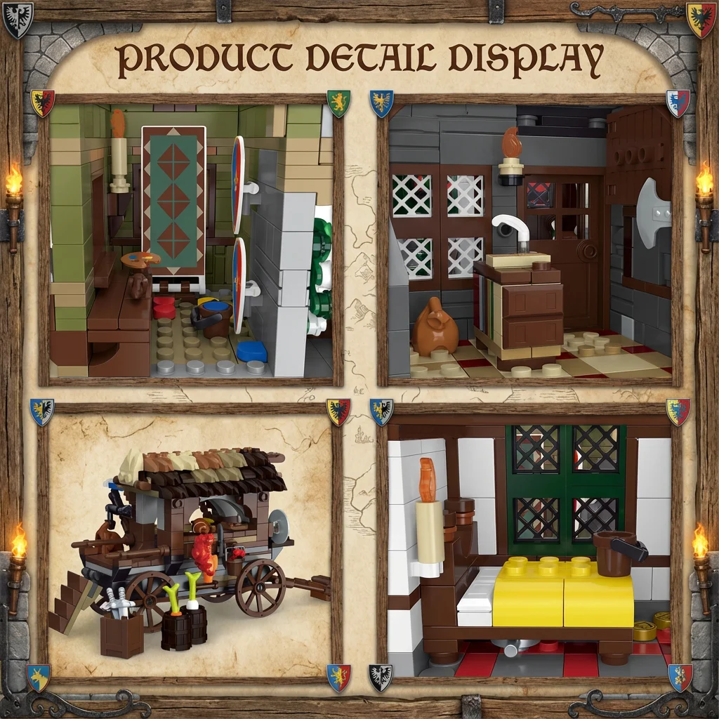 Kit de Construction Médiévale : Maquette de Ville, Blocs Modulaires, Jouet Créatif DIY, Cadeau, 3021 Pièces