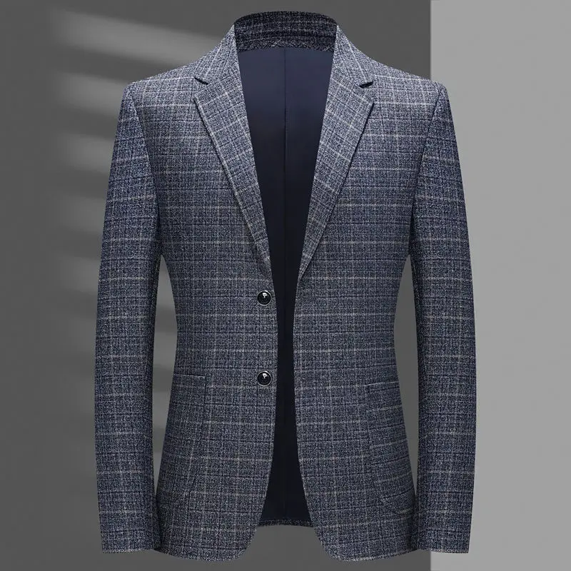 3-A97  Middle-aged and elderly large size suits casual suits men new two-button plaidripes high-end men's suit jacket