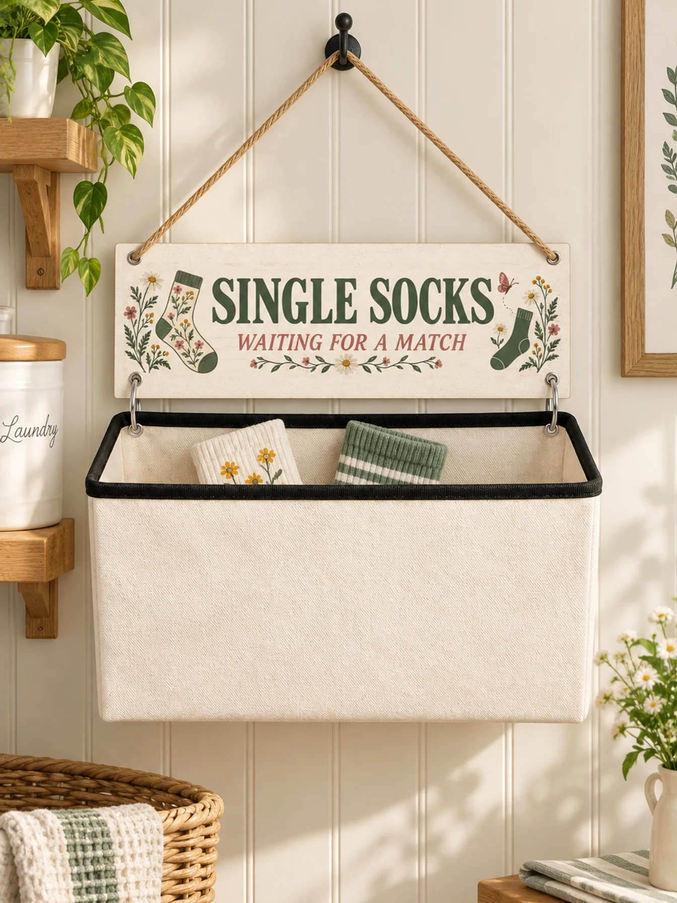 1 wall mounted storage bag for wildflowers in the countryside, wardrobe hanging bag, suitable for underwear, bras, socks, underw